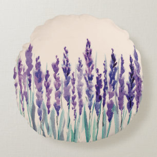 French lavander watercolor round pillow