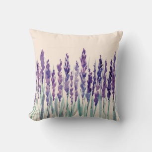 French lavander watercolor throw pillow