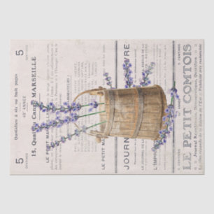 French Lavender Bloom Bucket Typography Decoupage  Tissue Paper