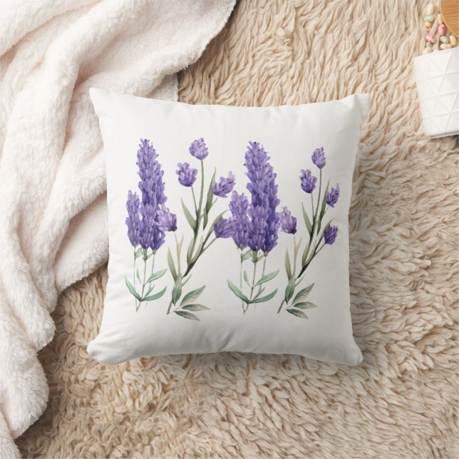 French Lavender Pattern Throw Pillow (Blanket)