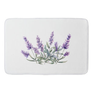 French Lavender Pattern. Watercolour Bath Mat