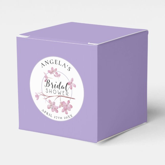French Lavender Pink Lilac Bridal Shower  Favor Box (Front Side)