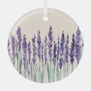 French Lavender: Watercolor Illustration Glass Ornament