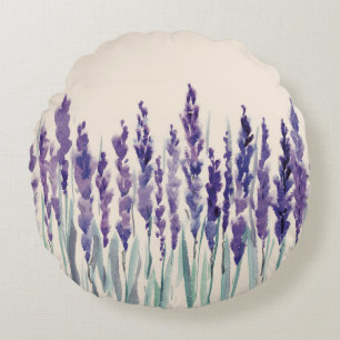 French Lavender: Watercolor Illustration Round Pillow