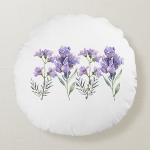 French Lavender Watercolour Pattern Round Pillow