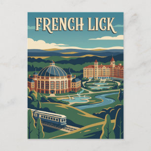 French Lick Indiana Retro Vintage Travel Poster Postcard