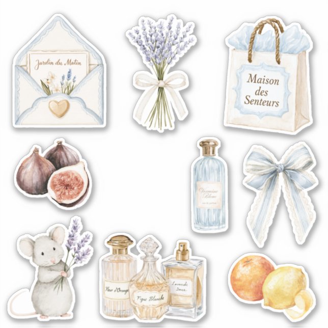 French Light Blue Cream Envelope Heart Floral   (Front)