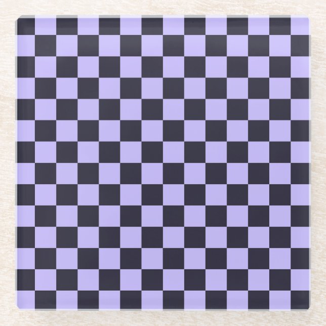 French lilac checkerboard pattern glass coaster (Front)