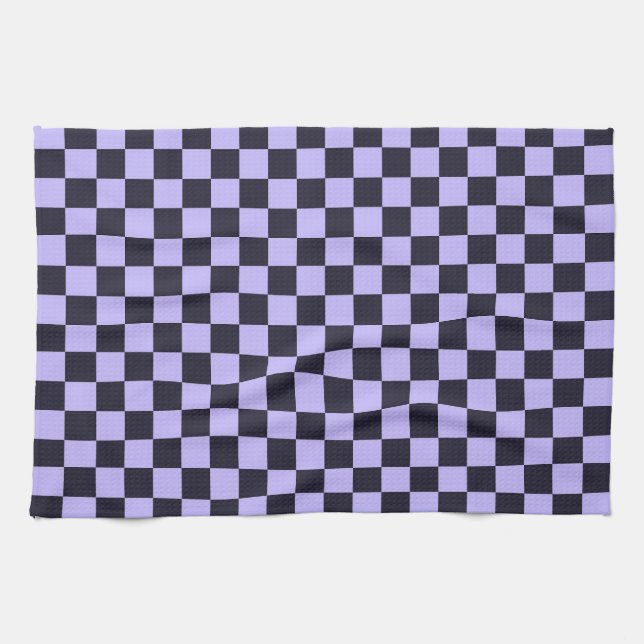 French lilac checkerboard pattern kitchen towel (Horizontal)