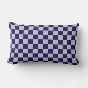 French lilac chequerboard pattern lumbar pillow