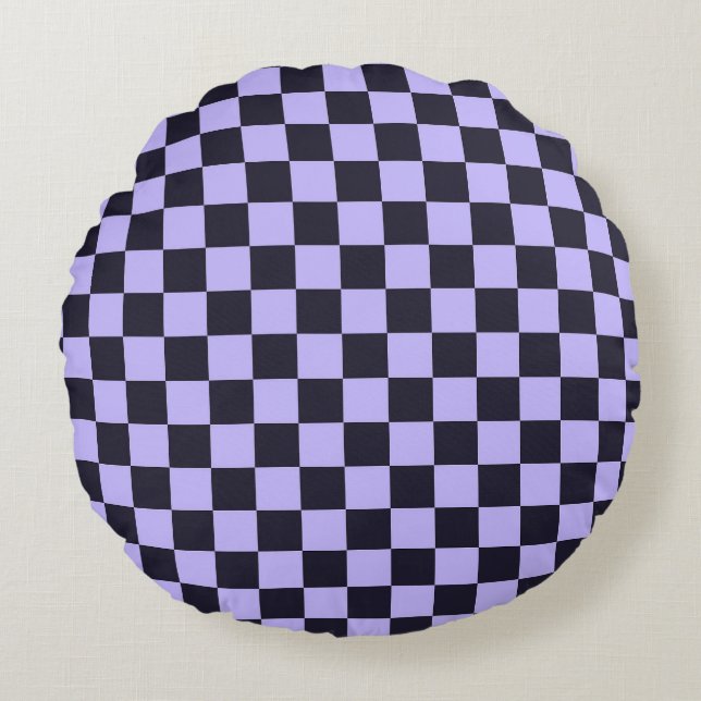 French lilac chequerboard pattern round pillow (Front)