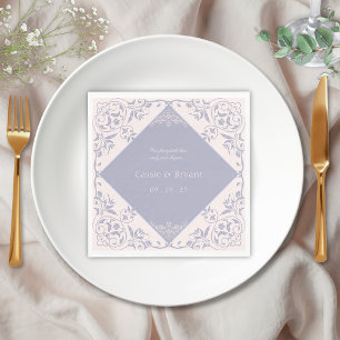 French Lilac Purple Regency Era Formal Wedding Napkin