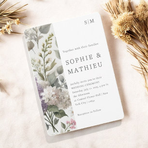 French Lilac Watercolor Floral Elegant Spring Save The Date