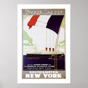French Line CGT Poster