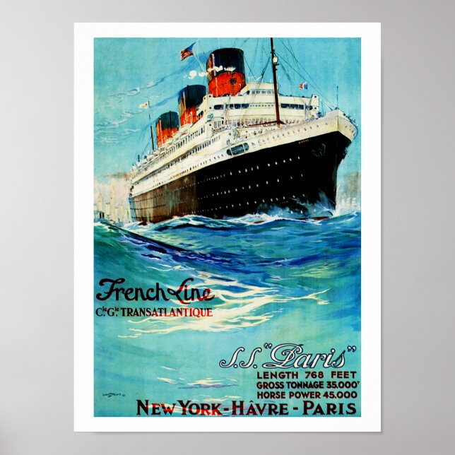 French Line ~ ss Paris Poster (Front)