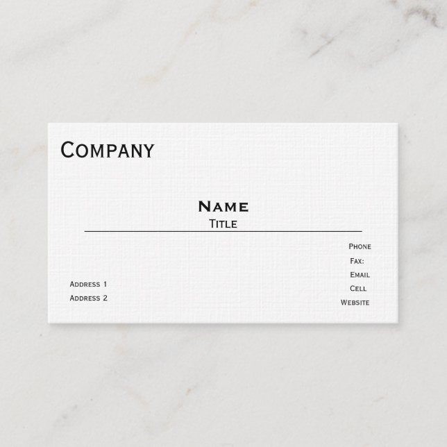 French Linen Business Card Template (White) (Front)