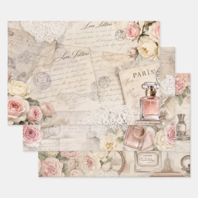 French Love Letter Gift Wrap Set (Set)