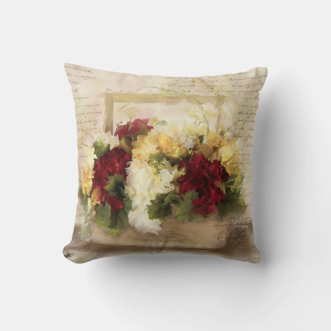 French Love Letters Throw Pillow (Front)