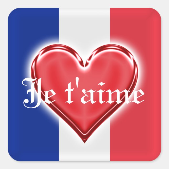 French Love Square Sticker (Front)