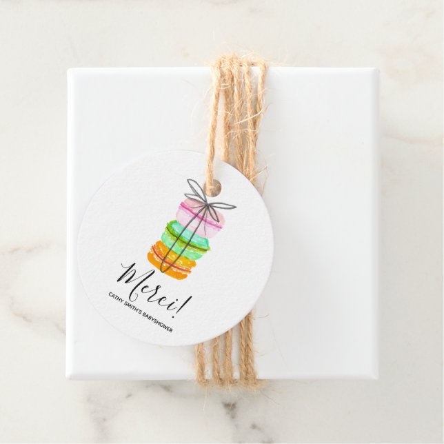 French macaron baby shower favour tag (In Situ)