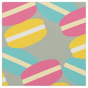 French macaron colourful cakes fabric