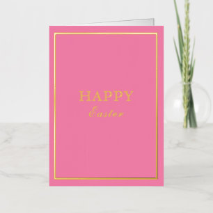 French Macaron Happy Easter Pink Foil Holiday Card