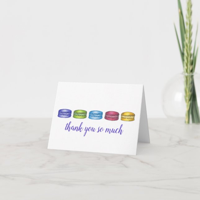 French Macaron Illustration Thank You Notes (Front)