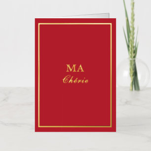 French Macaron Ma Cherie Bright Red Foil Holiday Card