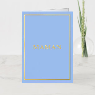 French Macaron Maman Blue Foil Holiday Card