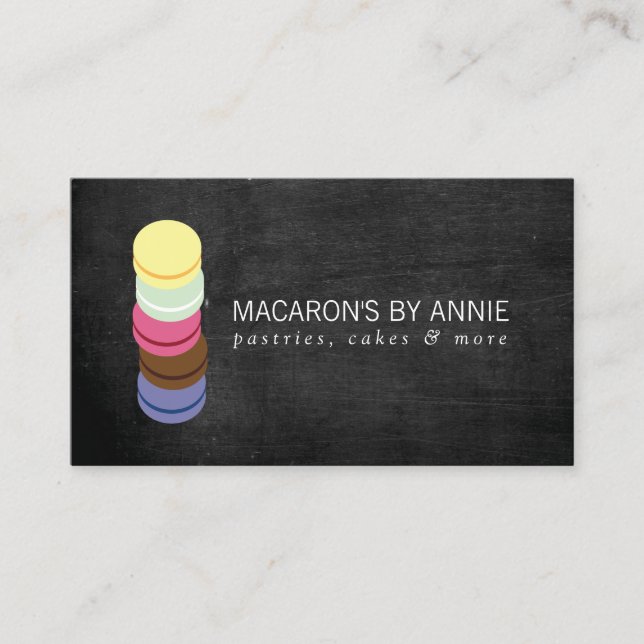 FRENCH MACARON STACK LOGO III Bakery, Pastry Chef Business Card (Front)