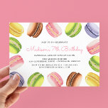 French Macarons | Birthday Party Invitation<br><div class="desc">Invite guests to your French or Paris-themed birthday party in style with our elegant French Macarons birthday party invitations! The invitations feature a border of beautiful watercolor macrons in shades of pink, lime green, purple, yellow, and brown. Personalize the invitations by adding the birthday girl's name, age, and party details....</div>