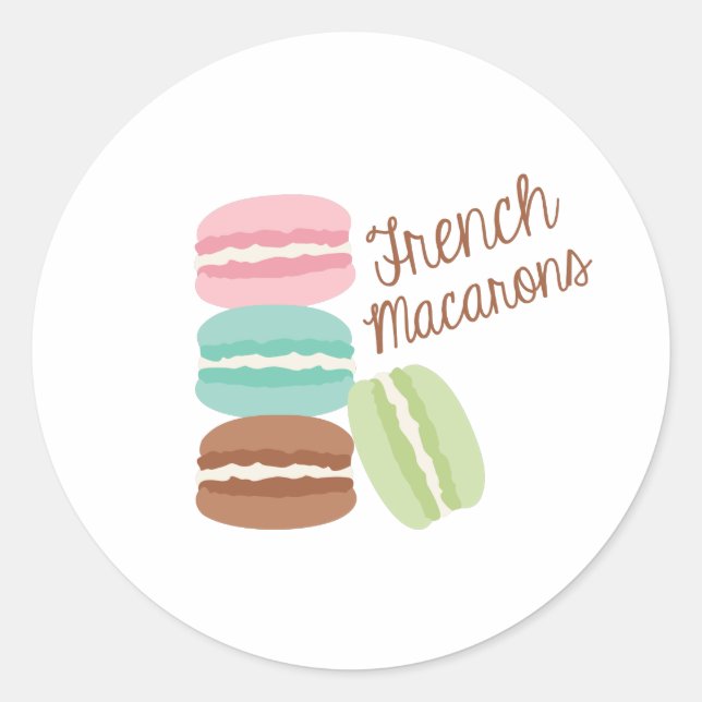 French Macarons Classic Round Sticker (Front)