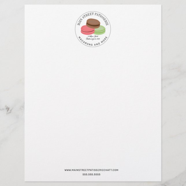French Macarons Food Business Patissierie Letterhead (Front)