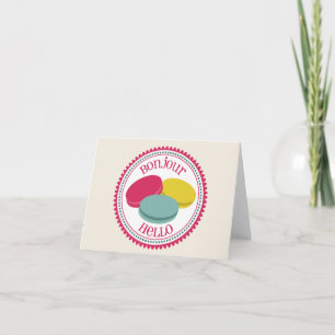 French Macarons Notecard - Bonjour Hello