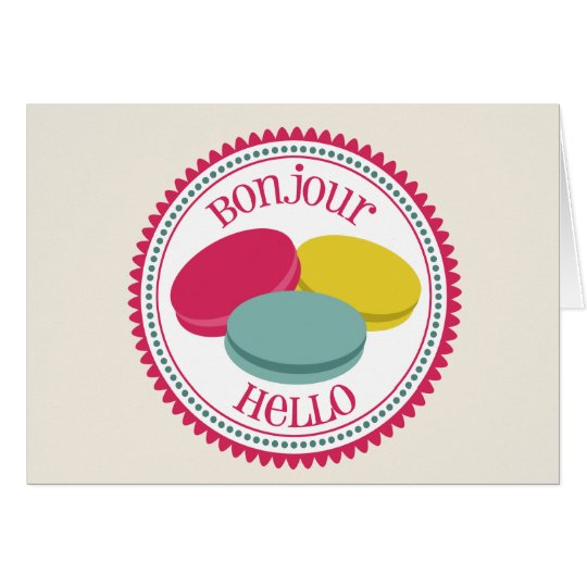 French Macarons Notecard - Bonjour Hello