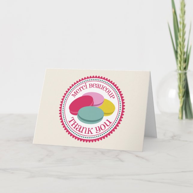French Macarons Thank You Card - Merci Beaucoup (Front)