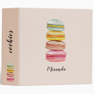 French Macarons Watercolor Hand-painted Binder