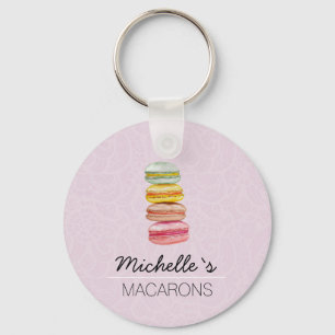 French Macarons Watercolor Hand-painted Keychain