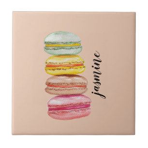 French Macarons Watercolor Hand-painted Tile