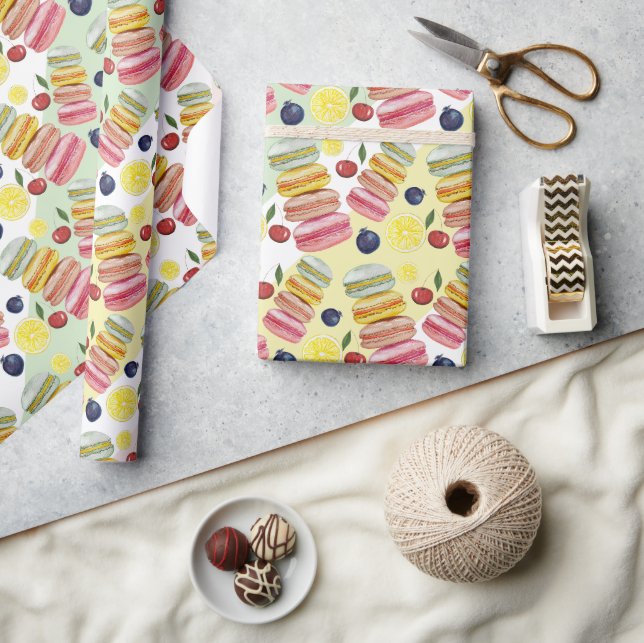 French Macarons Watercolor Hand-painted Wrapping Paper (Crafts)