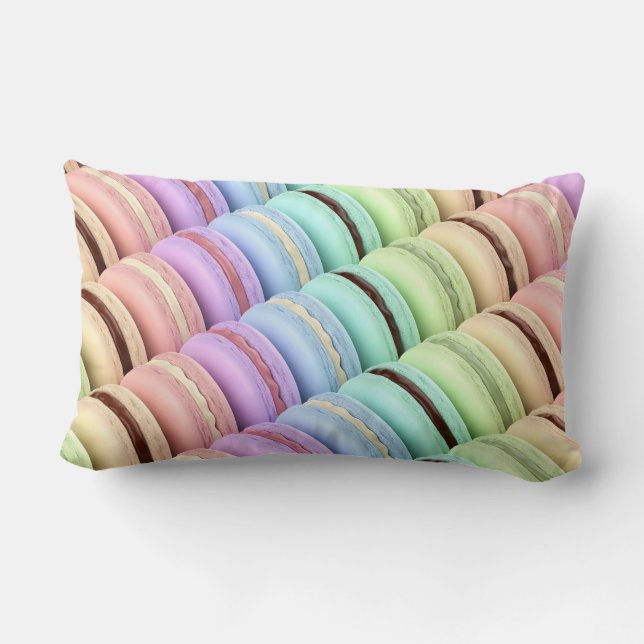 French macarons with different colours and flavour lumbar pillow (Back)