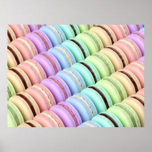 French macarons with different colours and flavour poster