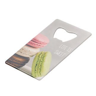 French macaroons in pastel vintage colours credit card bottle opener