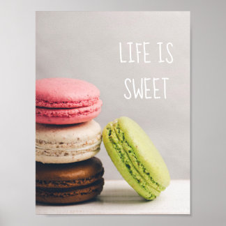 French macaroons in pastel vintage colours poster