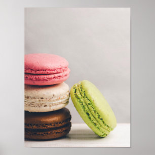 French macaroons in pastel vintage colours poster