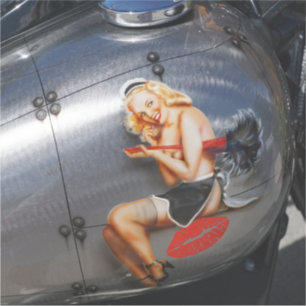 FRENCH MAID AIRPLANE girl dye Cut Sticker