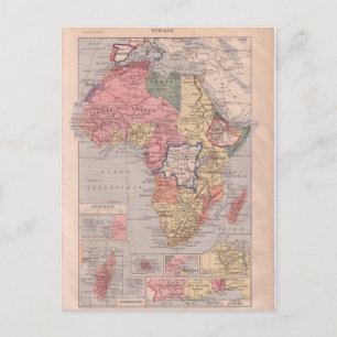 French map of Africa 1920 Postcard