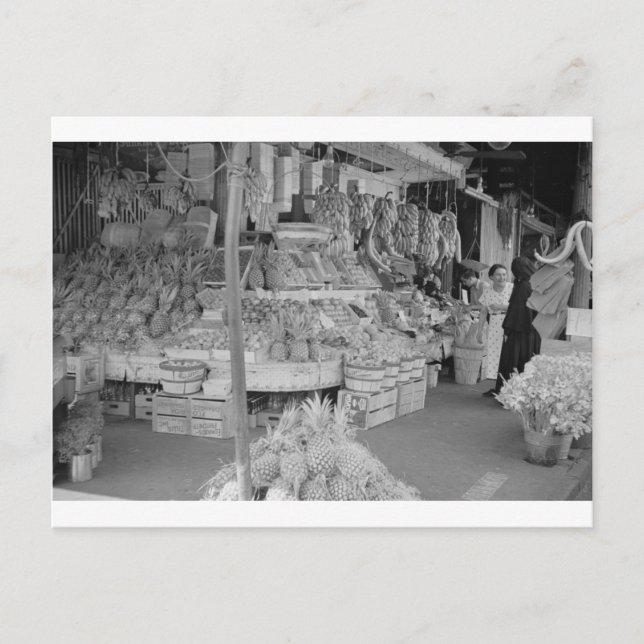 French Market Fruit Stand June 1936.jpg Postcard (Front)