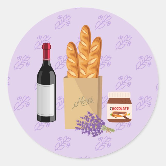 French Market Lavender Classic Round Sticker (Front)