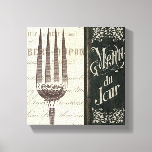 French Menu and Fork Canvas Print